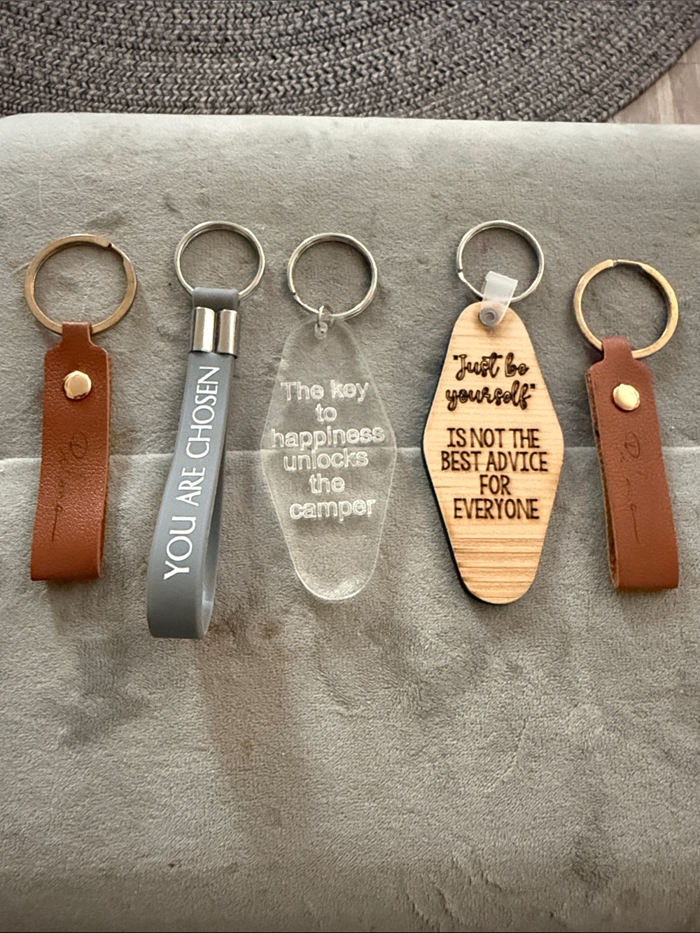 New set of 5/ Handmade Brown Leather Key Fob - Classic Home Accent